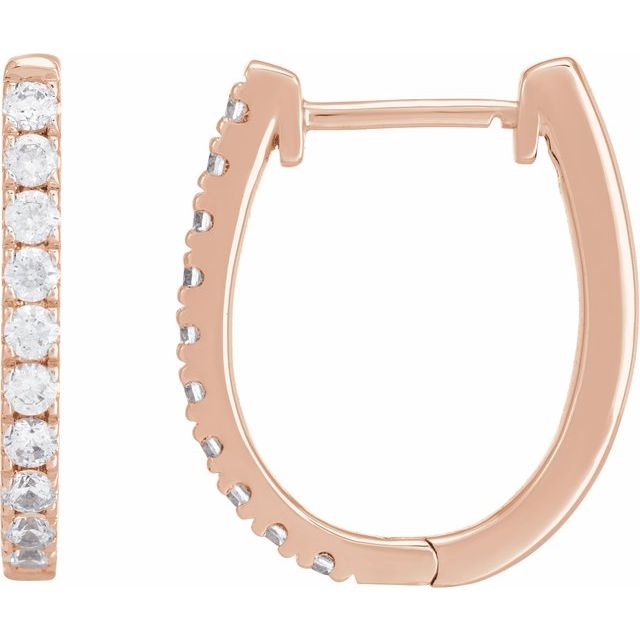 14K Rose 1/2 CTW Lab-Grown Diamond Hoop Earrings