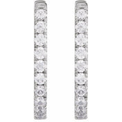 14K White 1/3 CTW Lab-Grown Diamond Hoop Earrings
