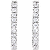 14K White 1/6 CTW Lab-Grown Diamond Hoop Earrings