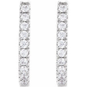 14K White 1/6 CTW Lab-Grown Diamond Hoop Earrings