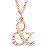 14K Rose .02 CTW Natural Diamond Lowercase Ampersand 16" Necklace