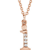 14K Rose .02 CTW Natural Diamond Lowercase Initial I 16" Necklace