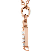 14K Rose .02 CTW Natural Diamond Lowercase Initial I 16" Necklace