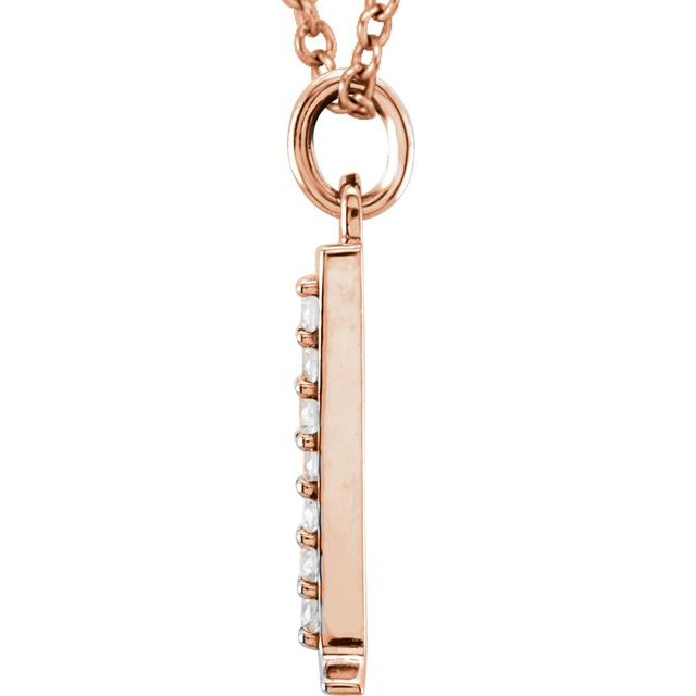 14K Rose .03 CTW Natural Diamond Lowercase Initial L 16" Necklace