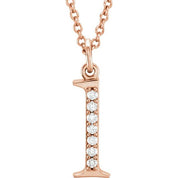 14K Rose .03 CTW Natural Diamond Lowercase Initial L 16" Necklace
