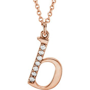 14K Rose .03 CTW Natural Diamond Lowercase Initial B 16" Necklace