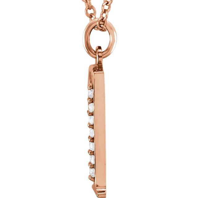 14K Rose .03 CTW Natural Diamond Lowercase Initial Q 16" Necklace