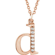 14K Rose .03 CTW Natural Diamond Lowercase Initial D 16" Necklace