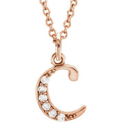 14K Rose .03 CTW Natural Diamond Lowercase Initial C 16" Necklace