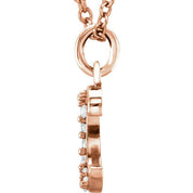 14K Rose .03 CTW Natural Diamond Lowercase Initial C 16" Necklace