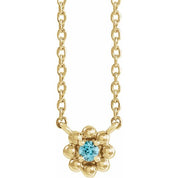 14K Yellow Natural Blue Zircon Beaded Youth 16" Necklace