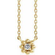 14K Yellow Natural White Sapphire Beaded Youth 16" Necklace