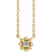 14K Yellow Natural White Sapphire Beaded Youth 16" Necklace