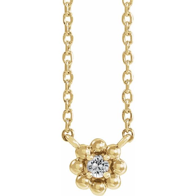14K Yellow Natural White Sapphire Beaded Youth 16" Necklace