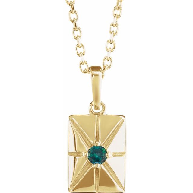 14K Yellow Lab-Grown Alexandrite 16-18" Necklace