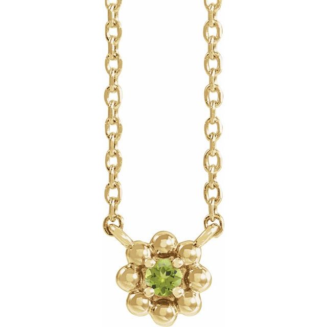 14K Yellow Natural Peridot Beaded Youth 16" Necklace