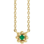 14K Yellow Natural Emerald Beaded Youth 16" Necklace