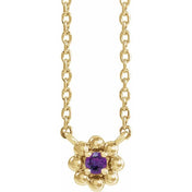14K Yellow Natural Amethyst Beaded Youth 16" Necklace