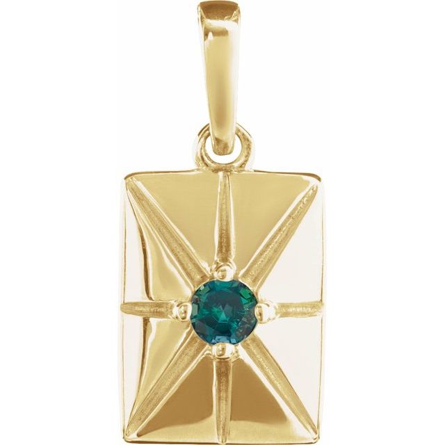 14K Yellow Lab-Grown Alexandrite Pendant