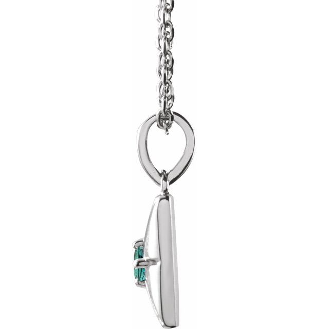 14K White Lab-Grown Alexandrite 16-18" Necklace
