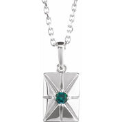 14K White Lab-Grown Alexandrite 16-18" Necklace