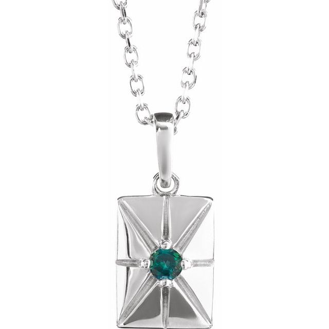14K White Lab-Grown Alexandrite 16-18" Necklace