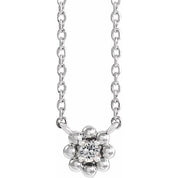 14K White Natural White Sapphire Beaded Youth 16" Necklace