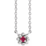 Sterling Silver Natural Ruby Beaded Youth 16" Necklace