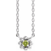 14K White Natural Peridot Beaded Youth 16" Necklace