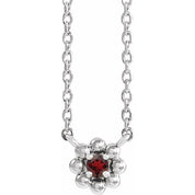 Platinum Natural Mozambique Garnet Beaded Youth 16" Necklace
