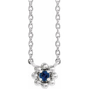 Sterling Silver Natural Blue Sapphire Beaded Youth 16" Necklace