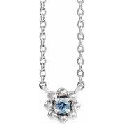 Sterling Silver Natural Aquamarine Beaded Youth 16" Necklace