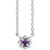 Platinum Natural Amethyst Beaded Youth 16" Necklace