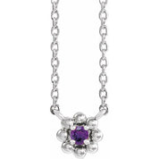 Platinum Natural Amethyst Beaded Youth 16" Necklace