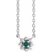 14K White Lab-Grown Alexandrite Beaded Youth 16" Necklace