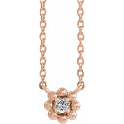 14K Rose Natural White Sapphire Beaded Youth 16" Necklace