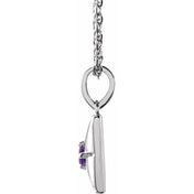 14K White Natural Amethyst 16-18" Necklace