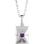 Sterling Silver Natural Amethyst 16-18" Necklace