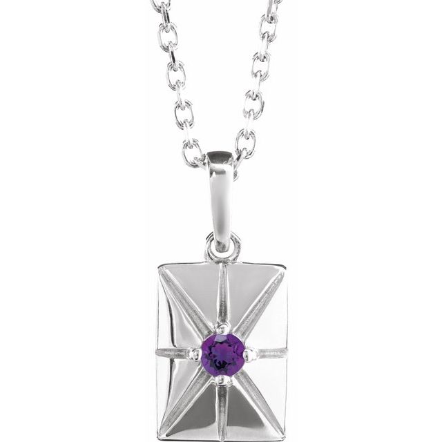Sterling Silver Natural Amethyst 16-18" Necklace