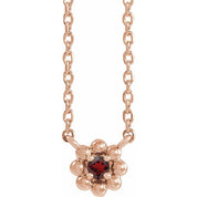 14K Rose Natural Mozambique Garnet Beaded Youth 16" Necklace
