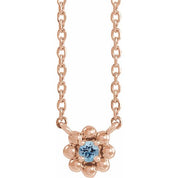 14K Rose Natural Aquamarine Beaded Youth 16" Necklace