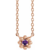 14K Rose Natural Amethyst Beaded Youth 16" Necklace