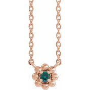 14K Rose Lab-Grown Alexandrite Beaded Youth 16" Necklace