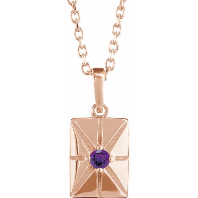 14K Rose Natural Amethyst 16-18" Necklace