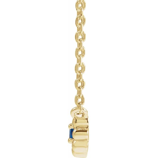 14K Yellow Natural Blue Sapphire Beaded Youth 16" Necklace