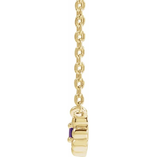 14K Yellow Natural Amethyst Beaded Youth 16" Necklace
