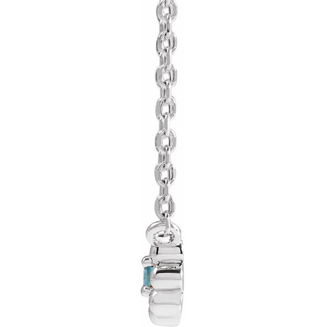 14K White Natural Blue Zircon Beaded Youth 16" Necklace