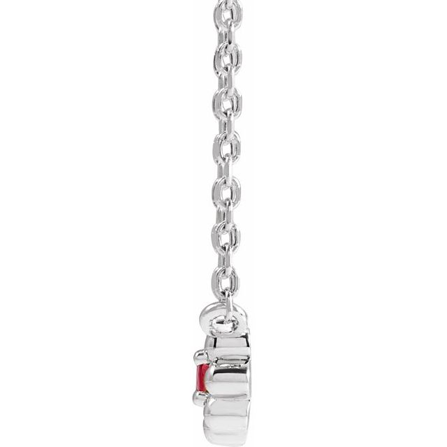 Sterling Silver Natural Ruby Beaded Youth 16" Necklace