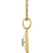 14K Yellow Natural Aquamarine 16-18" Necklace