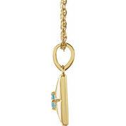 14K Yellow Natural Aquamarine 16-18" Necklace